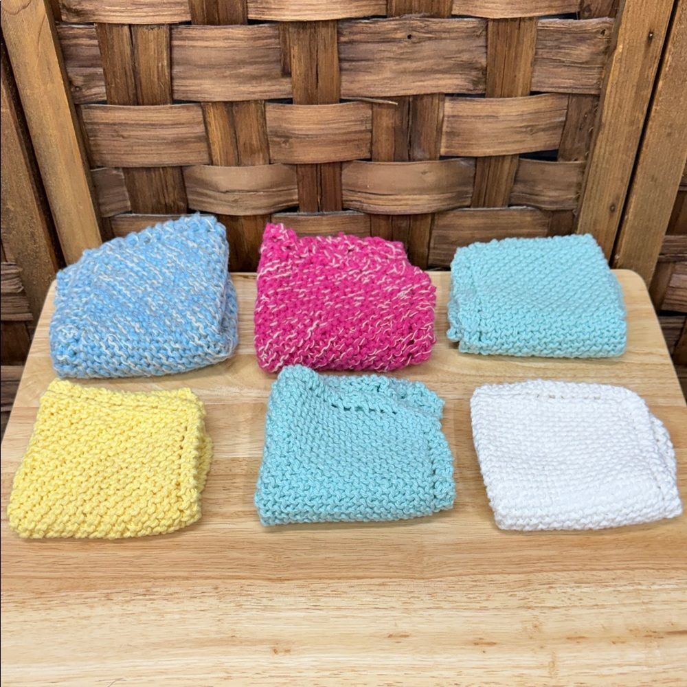 Colorful Knitted Washcloth Set